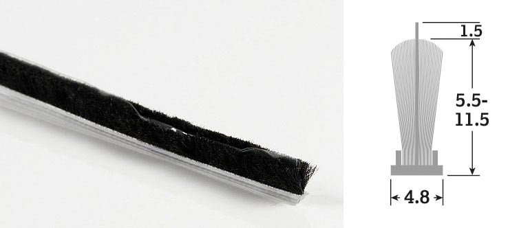 Black 5.5mm High Weatherpile with Fin (100m) (Suits Gap Size 1-3mm)