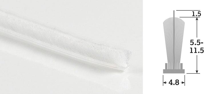 White 11.5mm High Weatherpile with Fin (50m) (Suits Gap Size 4-8.5mm)