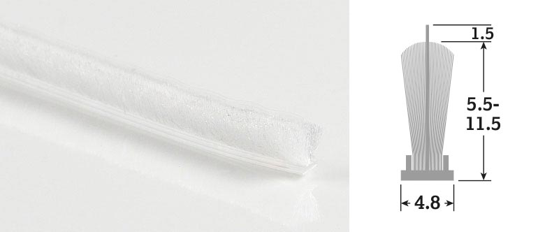 White 5.5mm High Weatherpile with Fin (100m) (Suits Gap Size 1-3mm)