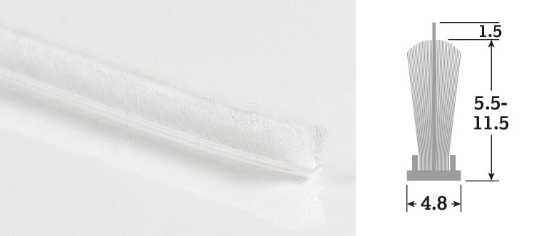 White 8.5mm High Weatherpile with Fin (100m) (Suits Gap Size 2 - 5.5mm)